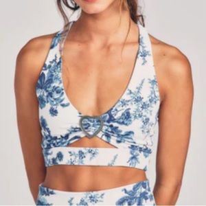 LoveShackFancy × Beach Riot Twist Top Versailles Blue